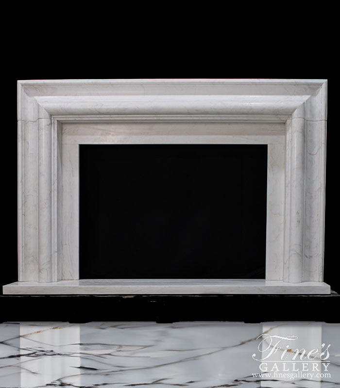 Oversized Bolection Style Fireplace Mantel in Statuary White Marble