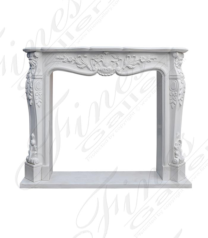 Marble Fireplaces  - Louis XV French Mantel In Statuary White Marble - MFP-2502