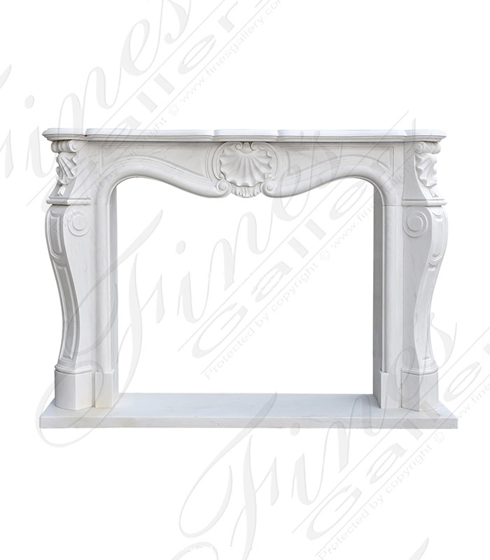 Shell Motif French Mantel in Statuary White Marble