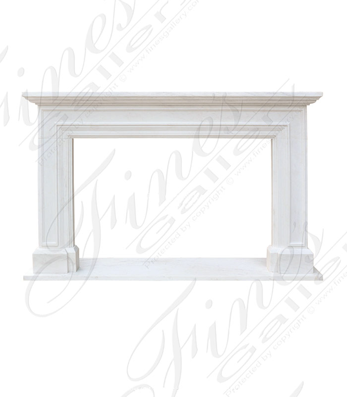 Marble Fireplaces  - Oversized Contemporary Fireplace Mantel In Light Statuary White Marble - MFP-2516