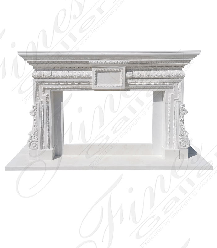 Marble Fireplaces  - Oversized Neoclassical Marble Fireplace In Statuary White Marble - MFP-2521