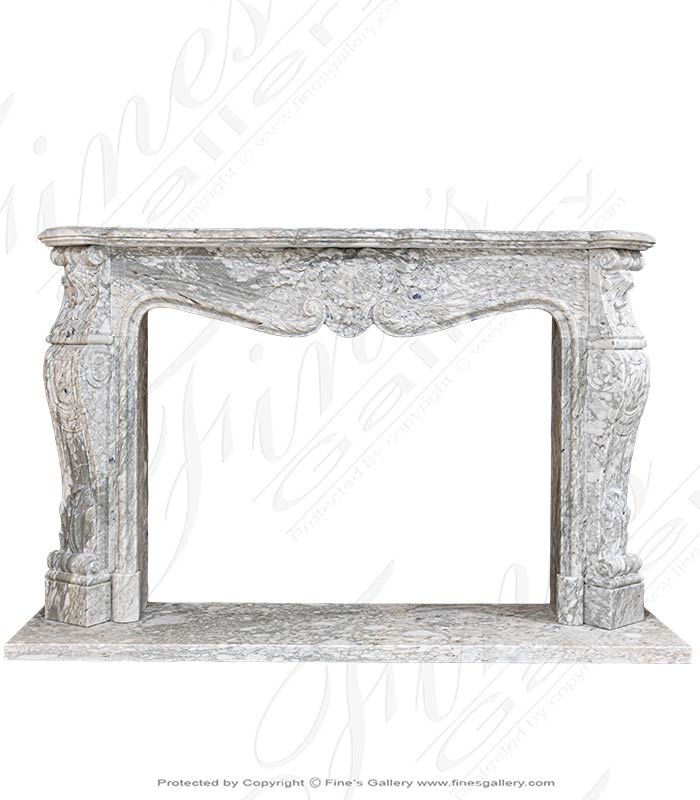 Louis XVII French Style Marble Fireplace Mantel in Arabascato Marble