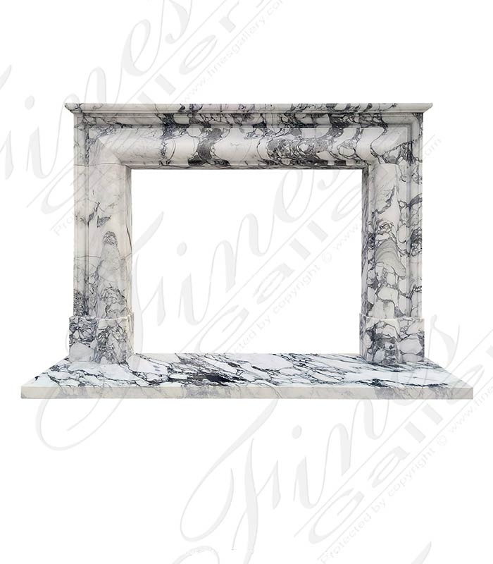 Marble Fireplaces  - Bolection Mantel With Shelf In Exotic Arabascato Marble - MFP-2524