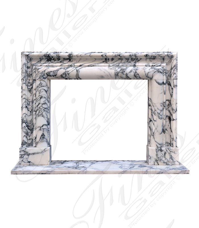 Rare Bolection Style Fireplace Mantel in Italian Arabascato Calacatta Marble