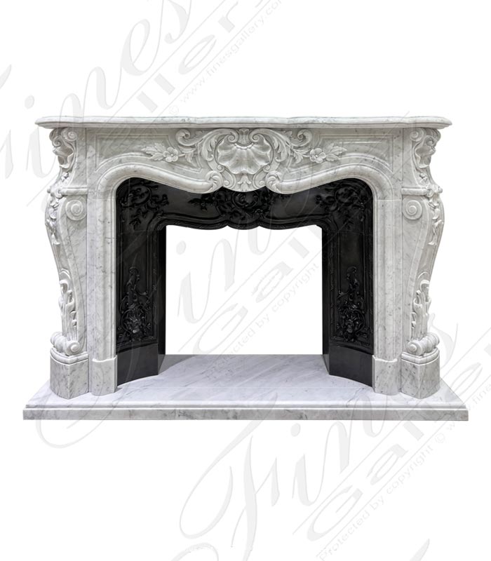Marble Fireplaces  - French Style Fireplace Mantel With Black Marble Insert - MFP-2528