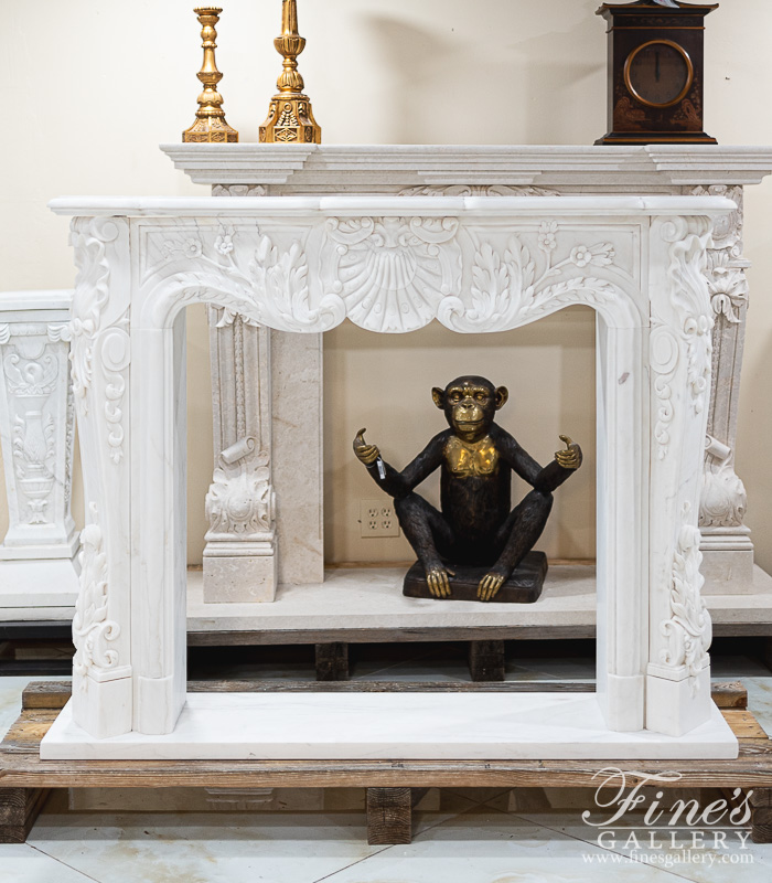 French Marble Fireplace in Statuary White Marble
