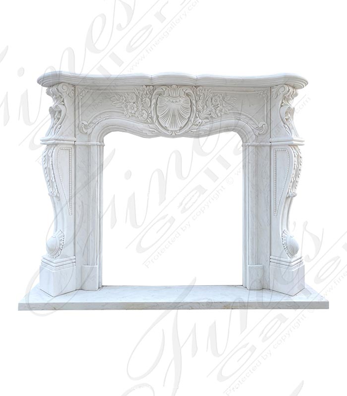 Rare French Style Mantel in Statuary White Marble