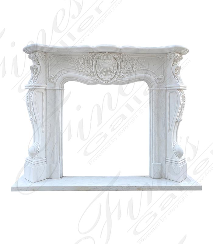 Marble Fireplaces  - Rare French Style Mantel In Statuary White Marble - MFP-2541