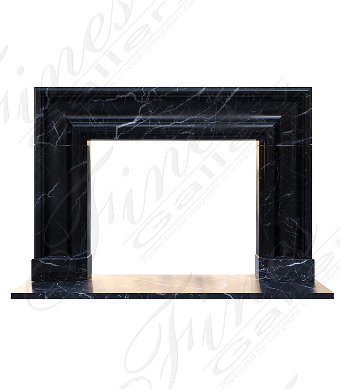 Sleek Bolection Style Fireplace Mantel in Nero Marquina Marble