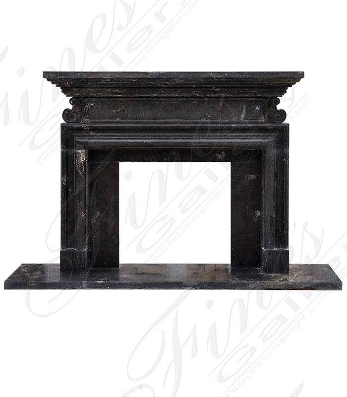 Marble Fireplaces  - Bolection Style Mantel With Shelf In Empador Black Marble - MFP-2558