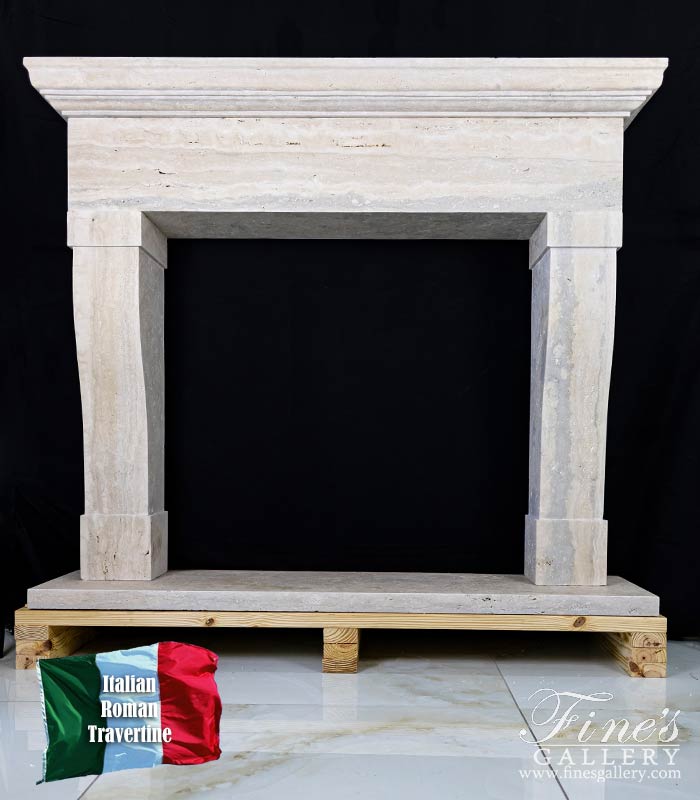 Marble Fireplaces  - Classic Contemporary Style Mantel In Italian Roman Travertine - MFP-2585