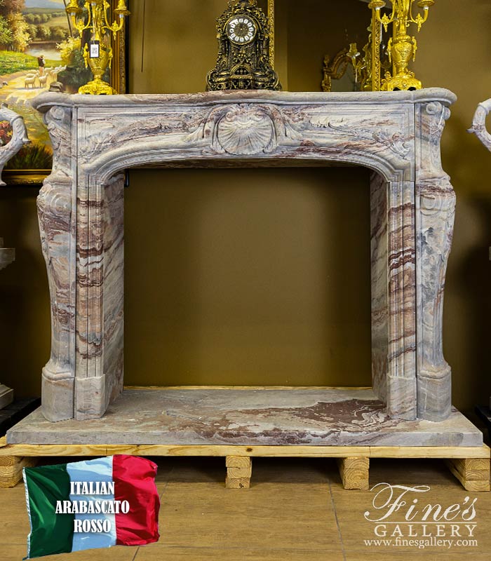Marble Fireplaces  - Rare French Louis XV Mantel In Exotic Orobico Rosso Marble - MFP-2602
