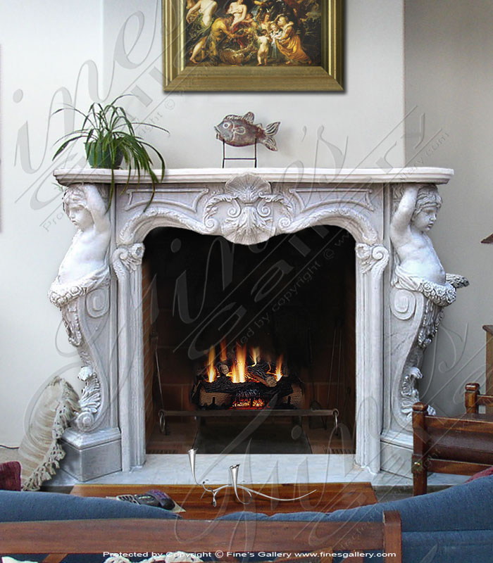 Marble Fireplaces  - Children Statuary Marble Fireplace - MFP-260