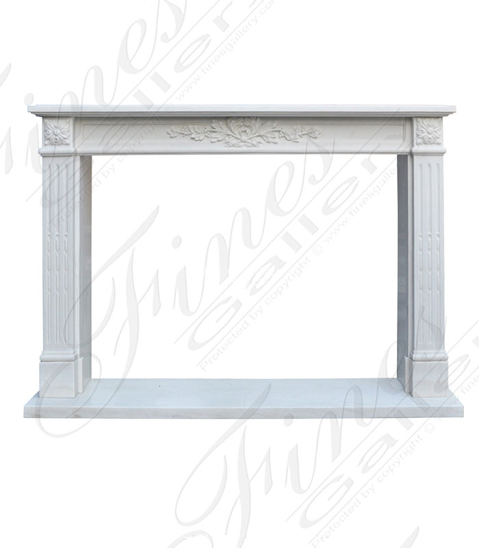 Marble Fireplaces  - Lovely English Regency Style Mantel In Statuary Marble - MFP-2638