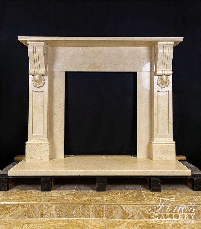 Marble Fireplaces  - Victorian Style Mantel In Polished Galala Marble - MFP-2644