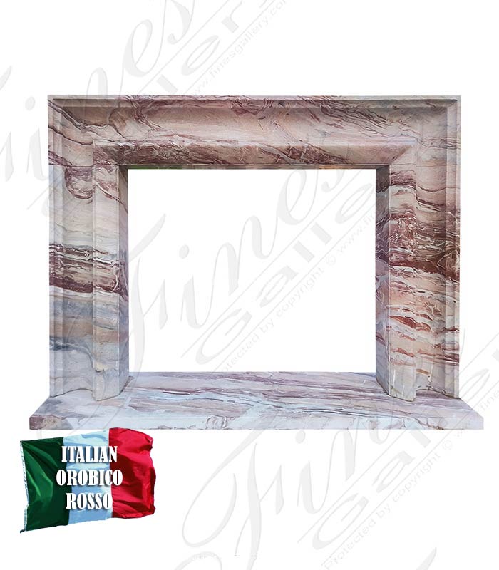 Marble Fireplaces  - A Bolection Style Mantel In Rare Exotic Italian Arabascato Rosso  - MFP-2654