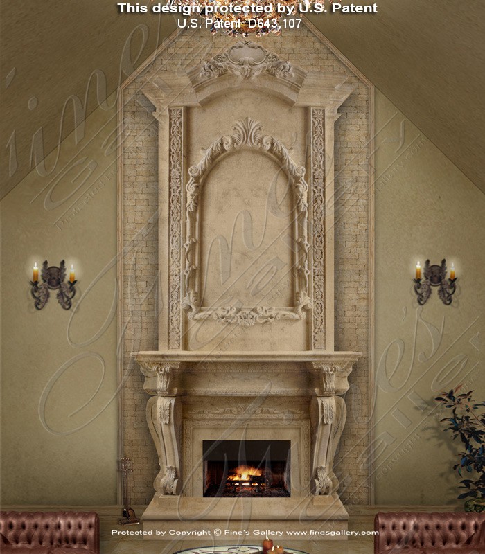 Marble Fireplaces  - Bianco Perlino Marble Fireplace Mantel - MFP-1282