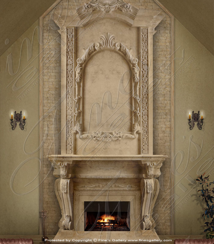 Marble Fireplaces  - Tuscan Style Overmantel In Galala Marble - MFP-290