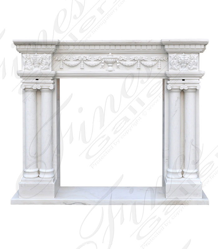 Neoclassical Style Statuary White Marble Mantel