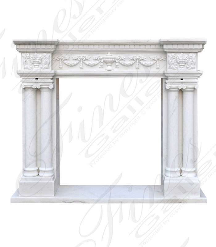 Marble Fireplaces  - Neoclassical Style Statuary White Marble Mantel - MFP-311