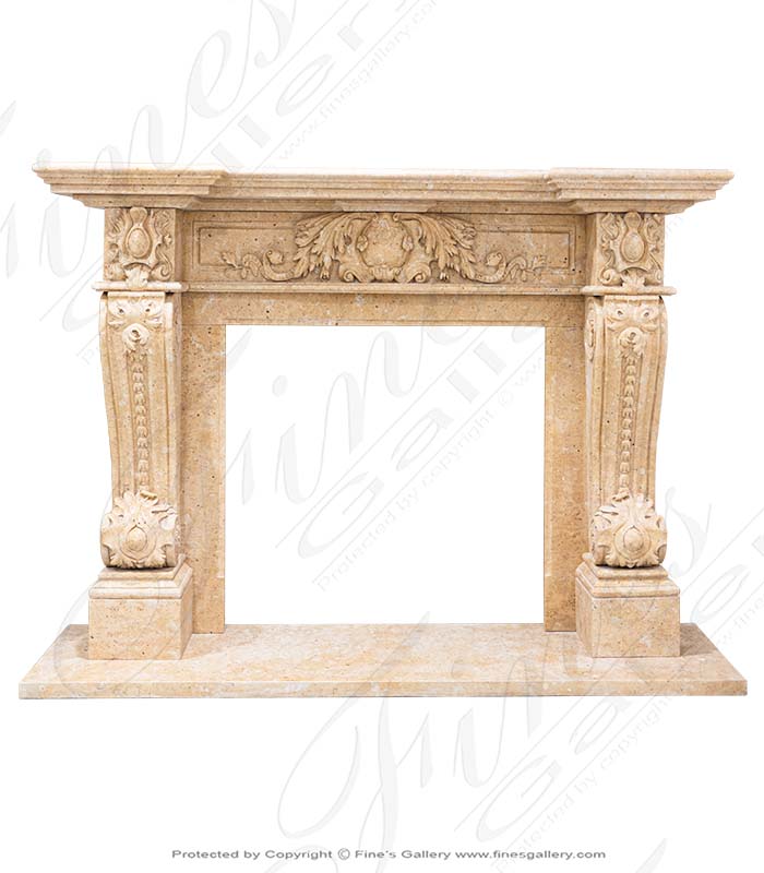 Marble Fireplaces  - Honey Tan Marble Fireplace - MFP-333