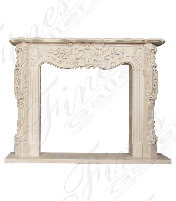 Marble Fireplaces  - Cream Rococo French Fireplace Mantel - MFP-341