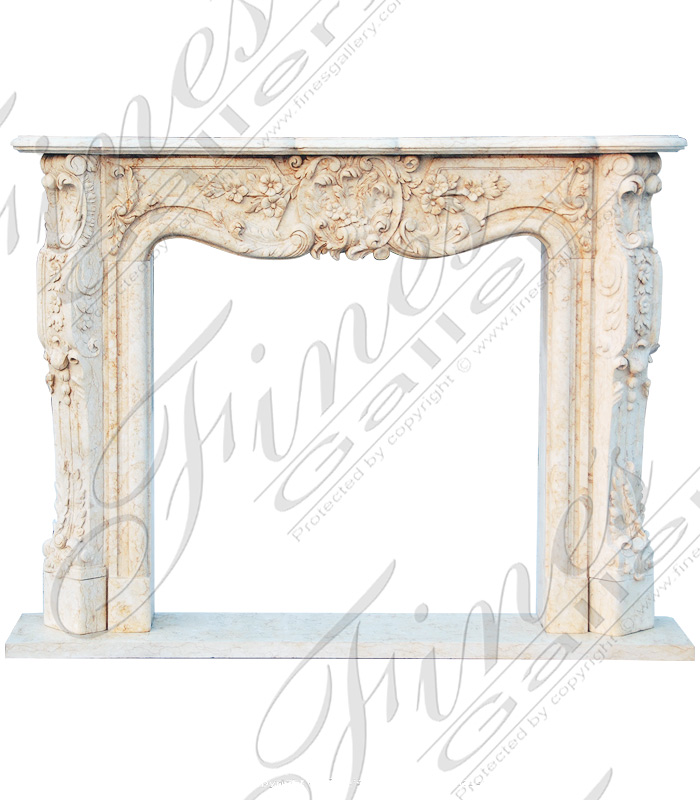 Marble Fireplaces  - Cream Rococo French Fireplace Mantel - MFP-341