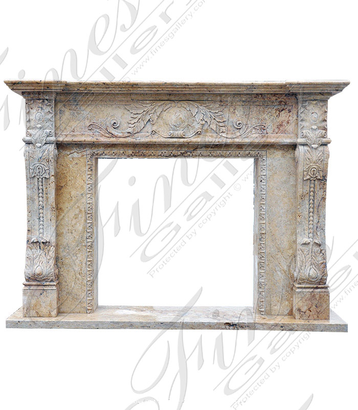 Marble Fireplaces  - Two Toned Ornate Style Marble Fireplace - MFP-895