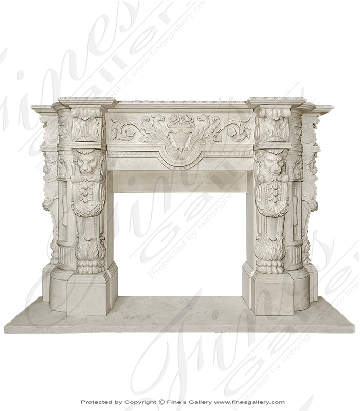 Marble Fireplaces  - White Marble Italian Renaissance Fireplace Mantel - MFP-1275