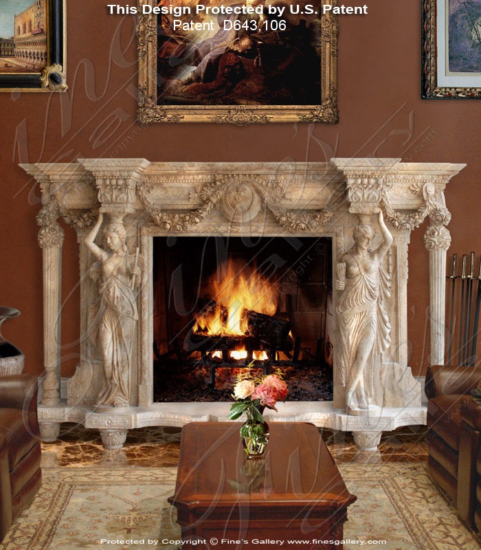 Marble Fireplaces  - Elegant White Marble Mantel - MFP-432