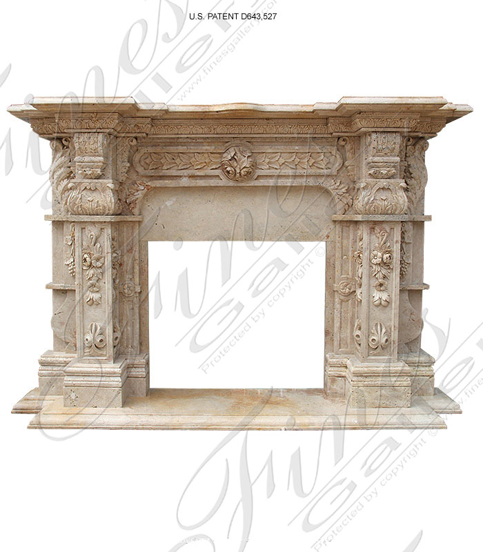 Marble Fireplaces  - French Renaissance Style Travertine Fireplace Mantel - MFP-786
