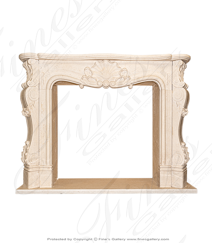 Marble Fireplaces  - Floral And Shell Marble Fireplace - MFP-603