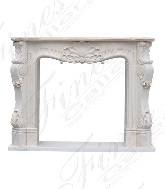 Marble Fireplaces  - Floral And Shell Mantel In Galala Marble - MFP-603