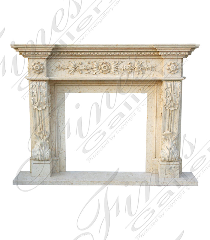 Marble Fireplaces  - Hand Carved Statuary Marble Mantel - MFP-997