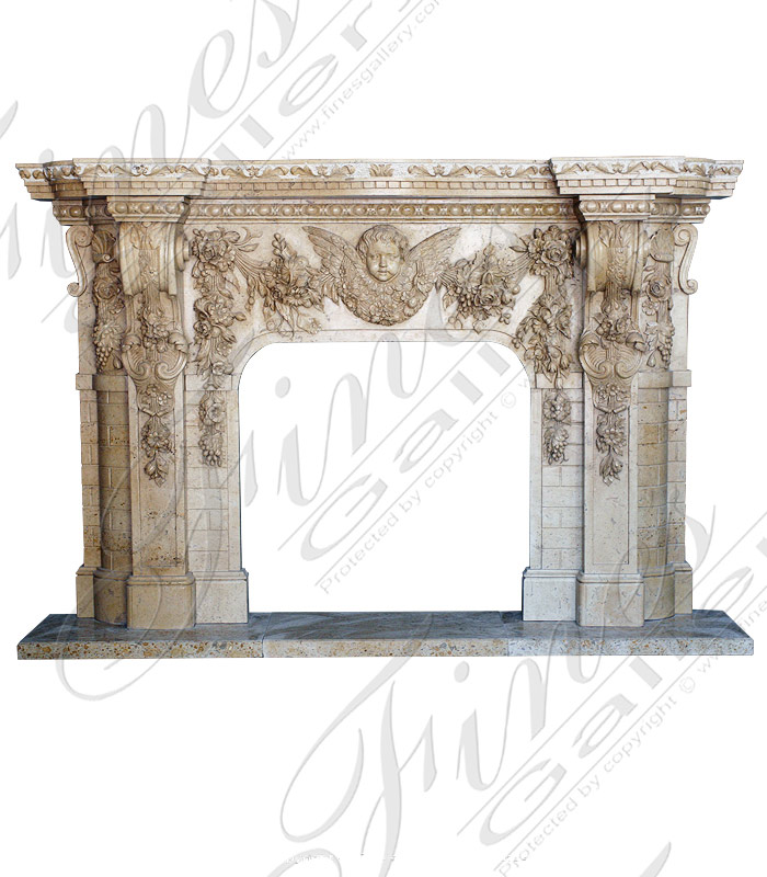 Marble Fireplaces  - Cupid Marble Fireplace - MFP-613