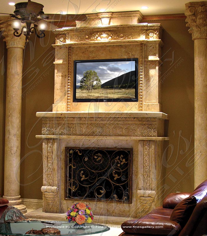 Marble Fireplaces  - Elegant Fireplace Over Mantel - MFP-677