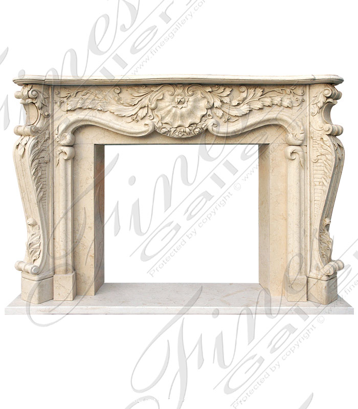 Marble Fireplaces  - Leaf & Scroll Marble Fireplace - MFP-744