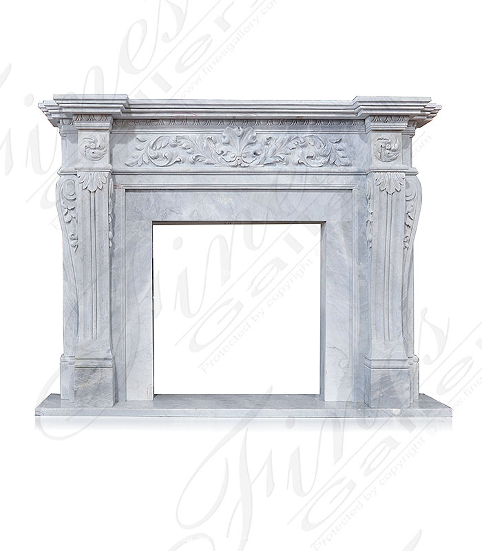 Marble Fireplaces  - Botanical Decor White Marble Fireplace - MFP-751