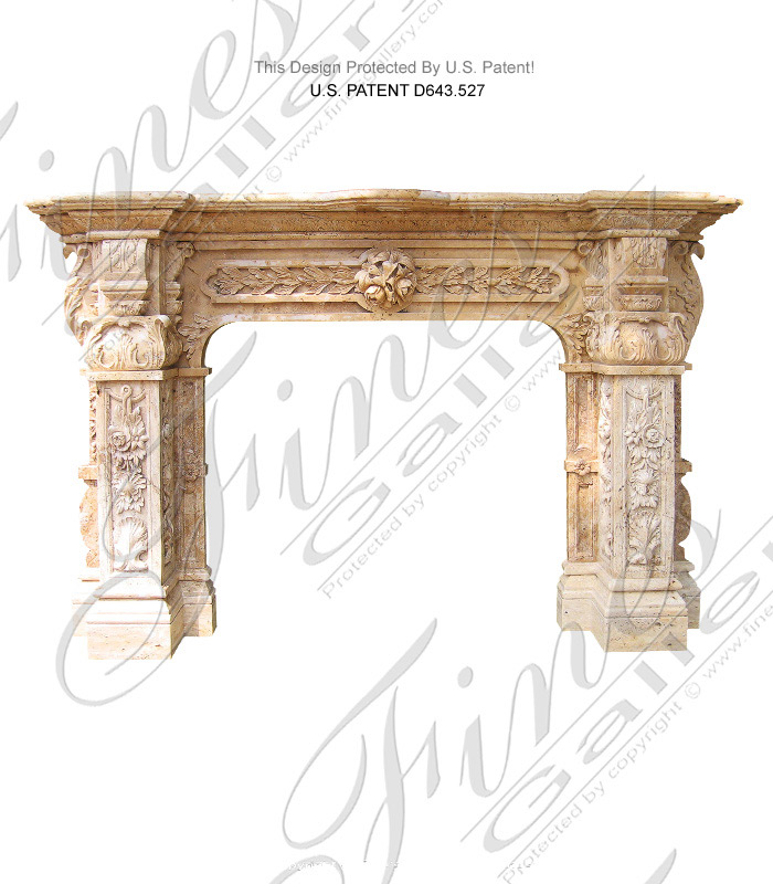 Marble Fireplaces  - French Renaissance Style Travertine Fireplace Mantel - MFP-786