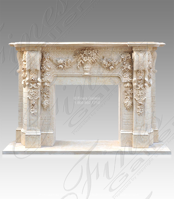 Marble Fireplaces  - Floral Bouquet Marble Fireplace - MFP-816