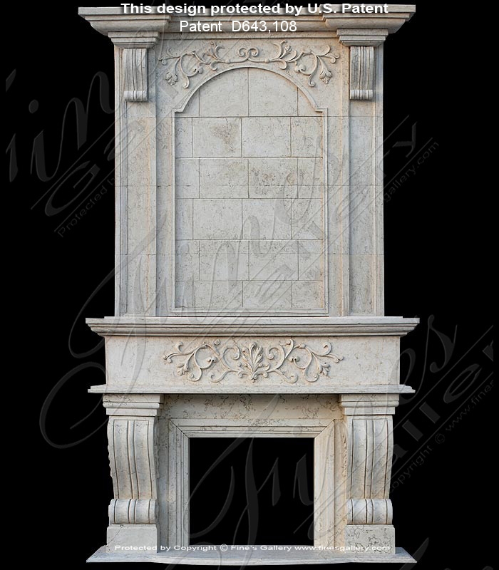 Marble Fireplaces  - Bianco Perlino Marble Fireplace Over Mantel - MFP-872