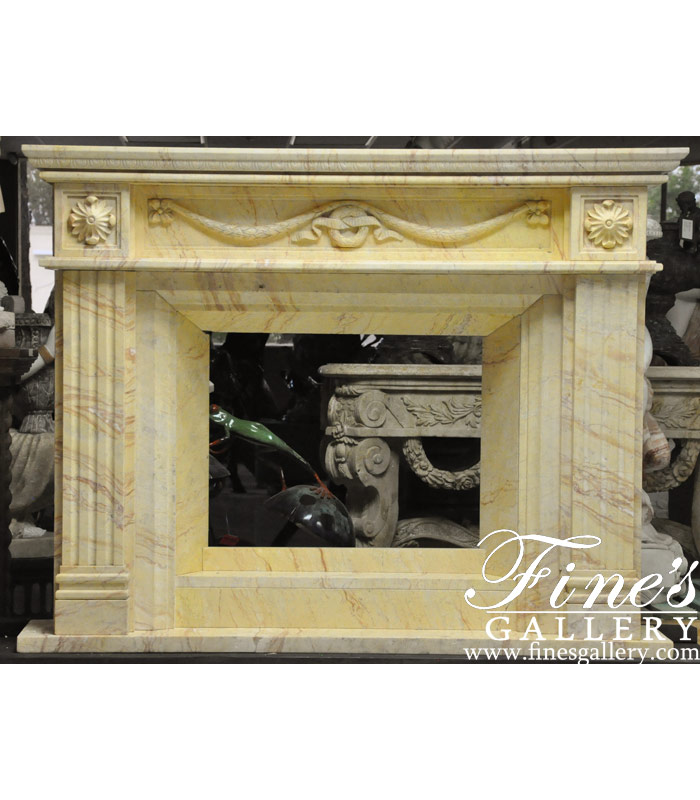 Marble Fireplaces  - Floral Elegance Crema Valencia Marble Fireplace - MFP-880