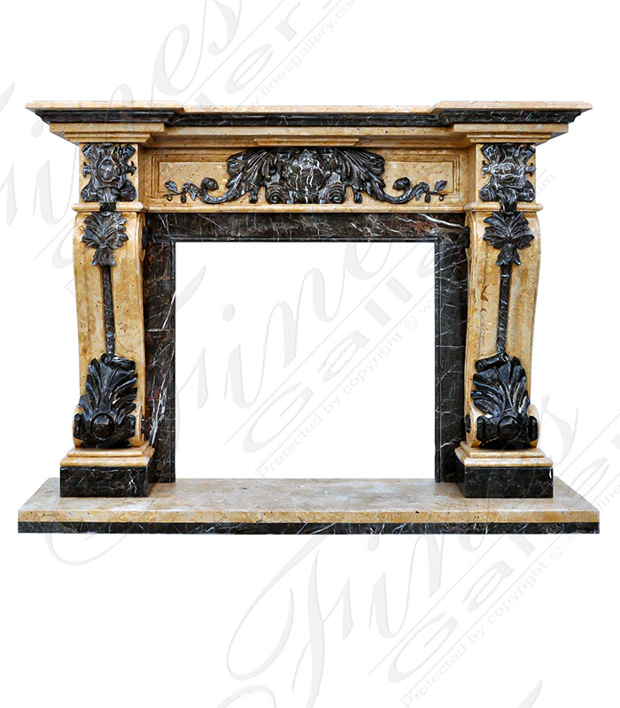 Marble Fireplaces  - Luxurious Ornate Marble Lion Over Mantel - MFP-1174
