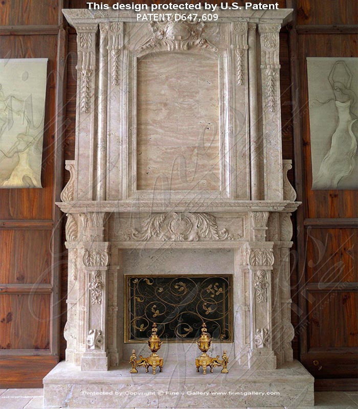 Marble Fireplaces  - Antique Calcium Marble Over Mantel - MFP-958