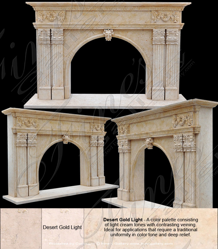 Marble Fireplaces  - Desert Gold Marble Fireplace - MFP-965