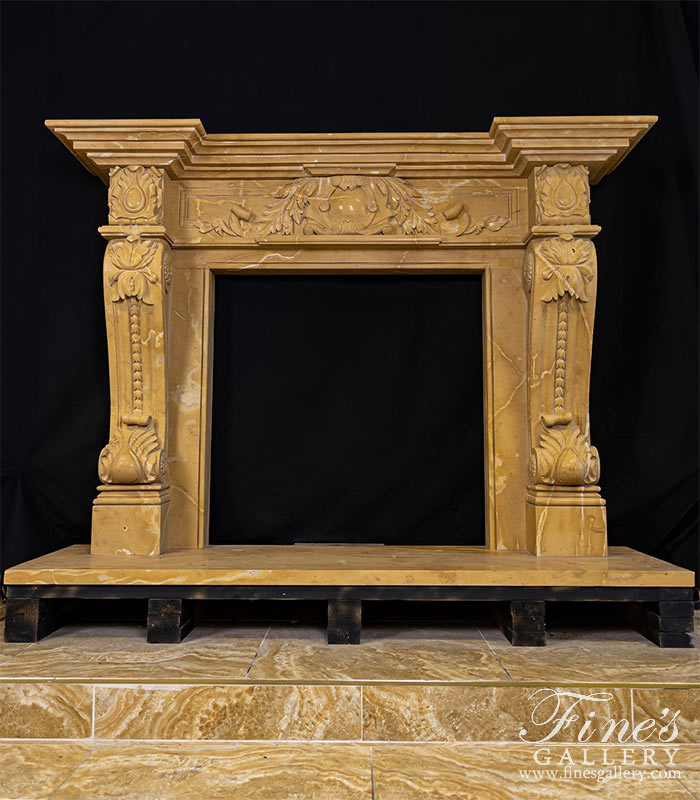 Marble Fireplaces  - Two Toned Ornate Style Marble Fireplace - MFP-895