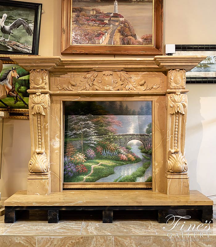 Search Result For Marble Fireplaces  - Brown White Marble Fireplace - MFP-885