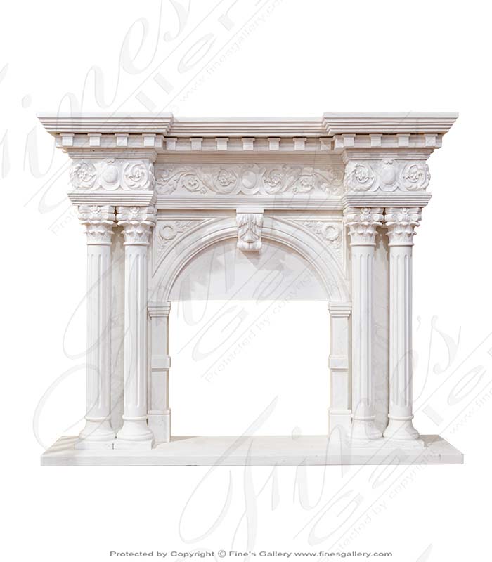 Marble Fireplaces  - Romanesque Marble Fireplace - MFP-983