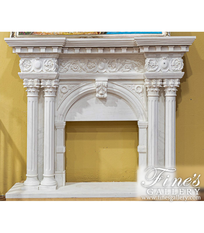 Marble Fireplaces  - Romanesque Marble Fireplace - MFP-983