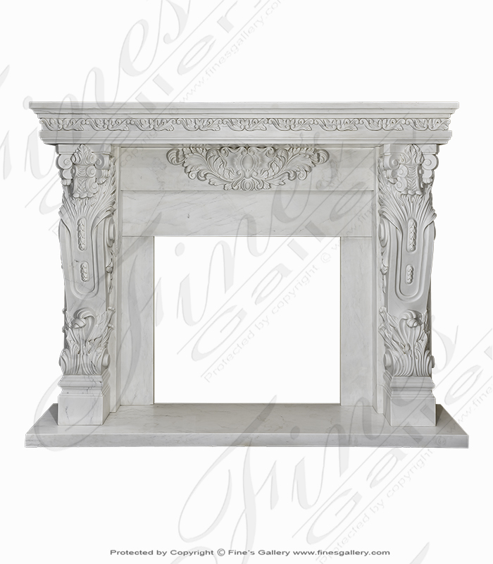 Marble Fireplaces  - Mediterranean Marble Fireplace Mantel - MFP-426